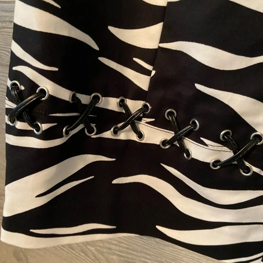 MICHAEL KORS Zebra Print Strapless Sheath Dress Black White Size 8‎